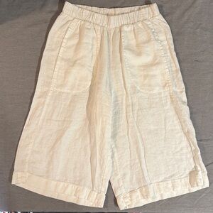 Flax White Linen Culotte Shorts High Rise Pull On size Small